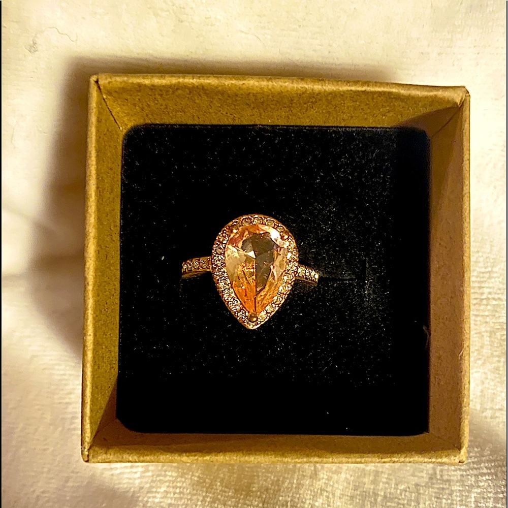 Beautiful Morganite Ring - Gold Tone